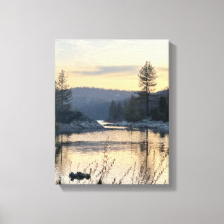 Seeblick-Kunstwerk für die Wand bei Sonnenuntergan Leinwanddruck