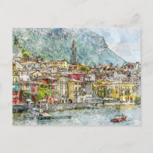 Seeblick Varenna, Italien Postkarte