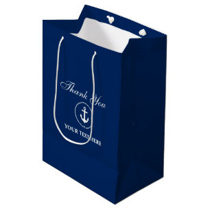 Seeboots-Namen-Anker-Seil-Marine-Blau Mittlere Geschenktüte