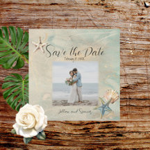 Seebrise Hochzeit Sichern Sie die Datumskarte