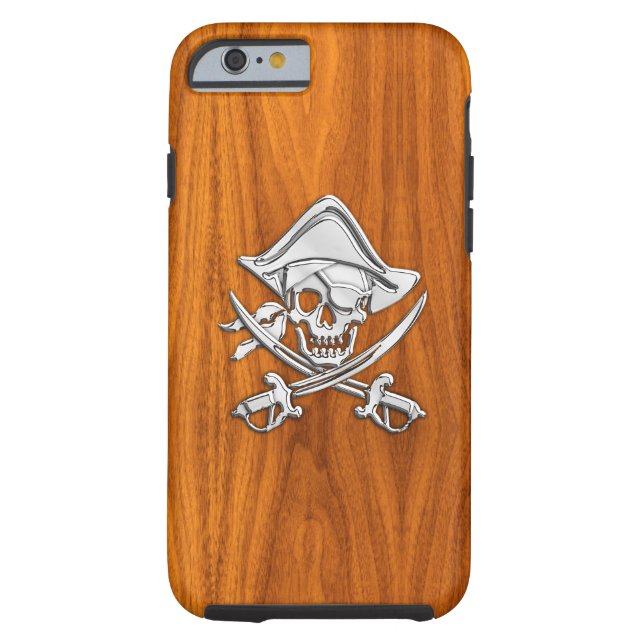 Seechrom-Pirat auf Teakholz-hölzernem Druck Case-Mate iPhone Hülle (Rückseite)