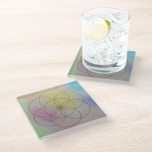 Seed of Life glass coaster Glasuntersetzer (Schrägansicht)