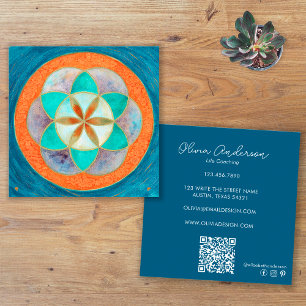 Seed Of Life Verbinde dich mit uns Social Media QR Quadratische Visitenkarte