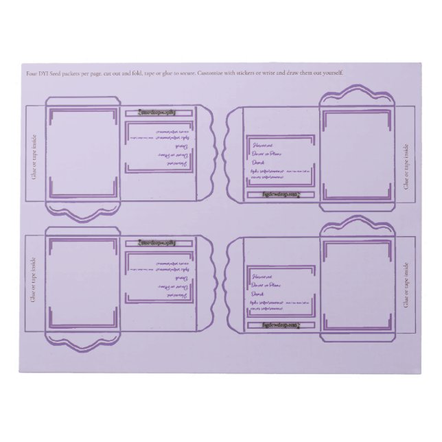 Seed Packet purple DYI Notepad Notizblock (Vorderseite)