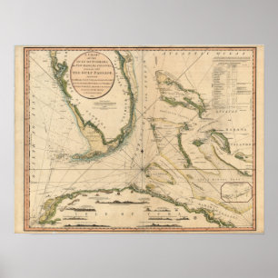 Seediagramm des Golfs von Florida Poster