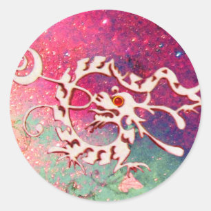 SEEDRAGON 2, rosa grün blau Runder Aufkleber