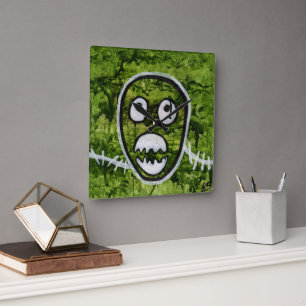 Seedy Pete Skull Odd Whimsical Monster Art Quadratische Wanduhr