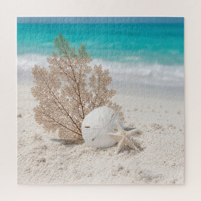 Seefächer mit Sanddollar und Seestern (Vertikal)