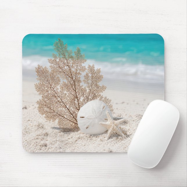 Seefächer mit Sanddollar und Seestern Mousepad (Mit Mouse)