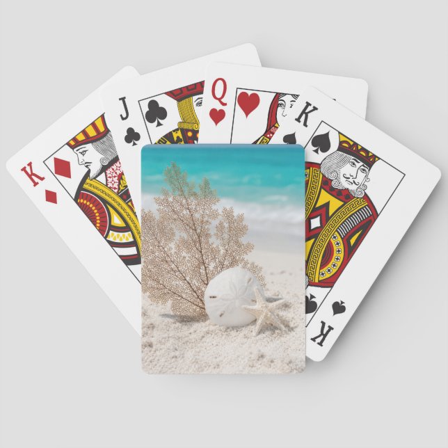 Seefächer mit Sanddollar und Seestern Spielkarten (Rückseite)