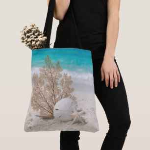 Seefächer mit Sanddollar und Seestern Tasche
