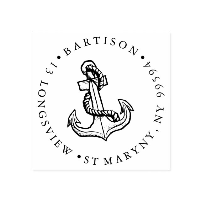 Seefahrer ANCHOR ROUND RÜCKSENDEADRESSE Gummistempel (Prägung)