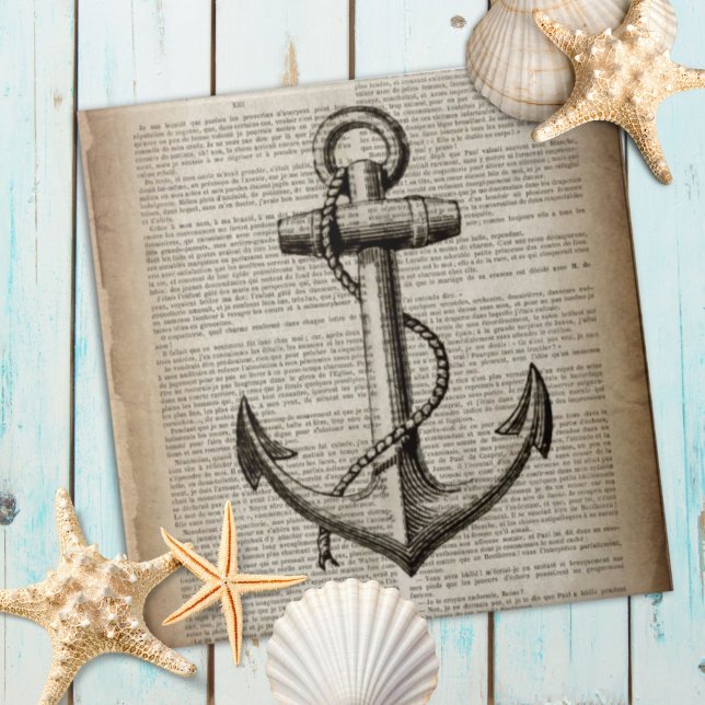 Seefahrer Vintager nautischer Anker Fliese (ocean beach sailor vintage nautical anchor ceramic tile)