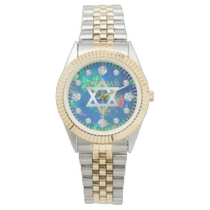 Seefeuer-Opal-Diamant-individueller Name Jupiters Armbanduhr