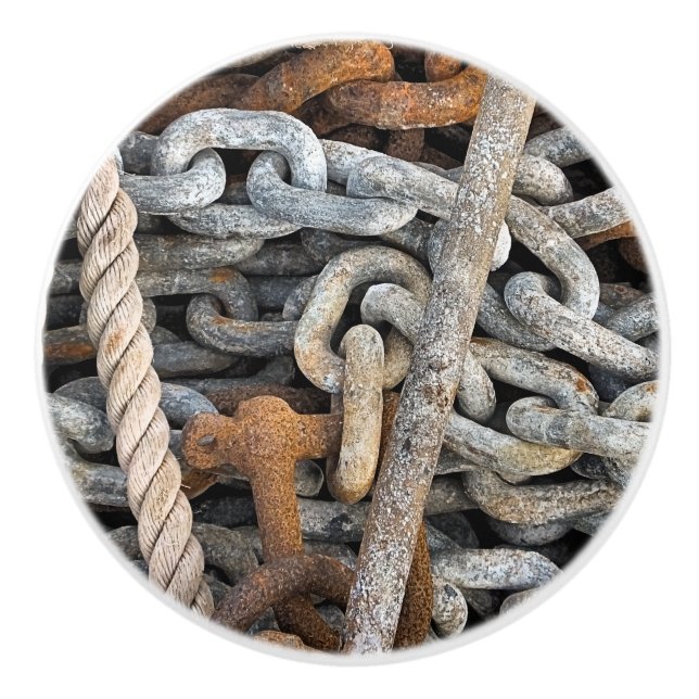 SEEFISCHKETTE UND ROPE KERAMIKKNAUF (Vorderseite)