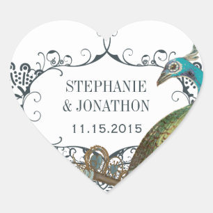 Seeflotter und Senf Peacock Love Bird Wedding Sieg Herz-Aufkleber