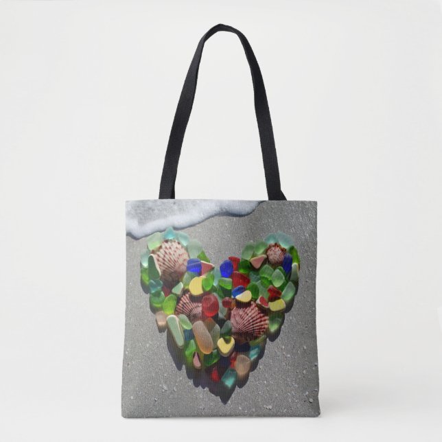 Seeglas, Strandtonwaren, Sand, Welle, Muscheln Tasche (Vorderseite)