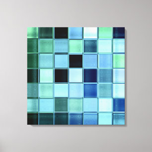 Seeglasaquamarine-Mosaik-Kunst eingewickelte Leinwanddruck