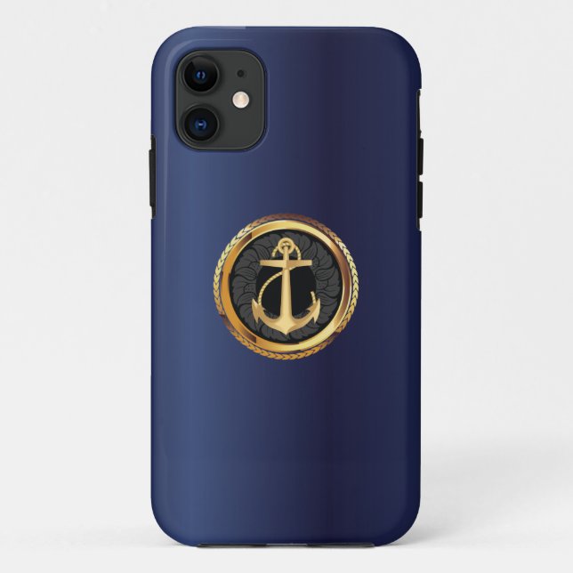 Seegoldanker-Marine-Blau iPhone 5 Fall Case-Mate iPhone Hülle (Rückseite)