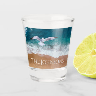 Seegras über dem Meeresufer Schnapsglas