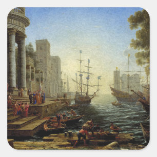 Seehafen mit der Einschiffung von Saint Ursula Quadratischer Aufkleber