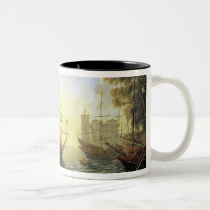 Seehafen mit der Einschiffung von St Ursula Zweifarbige Tasse