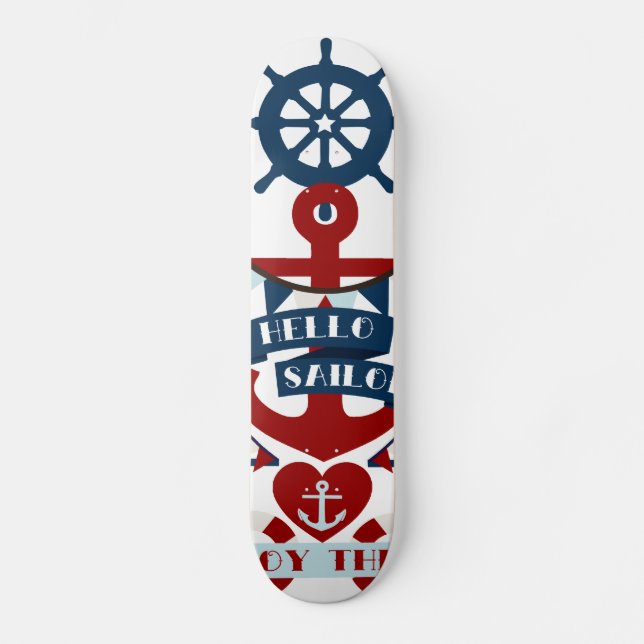 Seehallo-Seemann-Anker-Segel-Boots-Entwurf Skateboard (Vorderseite)