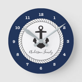 Seehandgeschriebene Familie des anker-| Runde Wanduhr