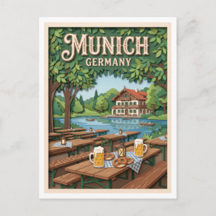 Seehaus Biergarten München Deutschland Postkarte