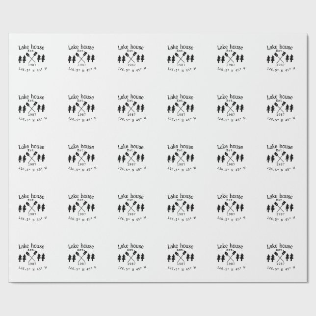 Seehaus wird gemietet. Datum Jahr benutzerdefinier Geschenkpapier (Flach)