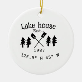 Seehaus wird gemietet. Datum Jahr benutzerdefinier Keramik Ornament