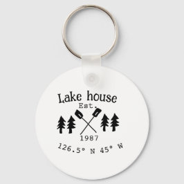 Seehaus wird gemietet. Datum Jahr benutzerdefinier Schlüsselanhänger