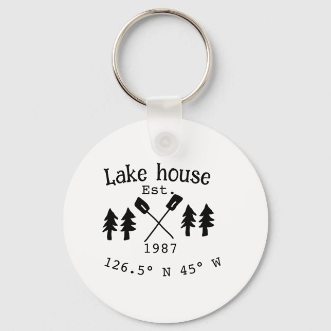 Seehaus wird gemietet. Datum Jahr benutzerdefinier Schlüsselanhänger (Vorderseite)