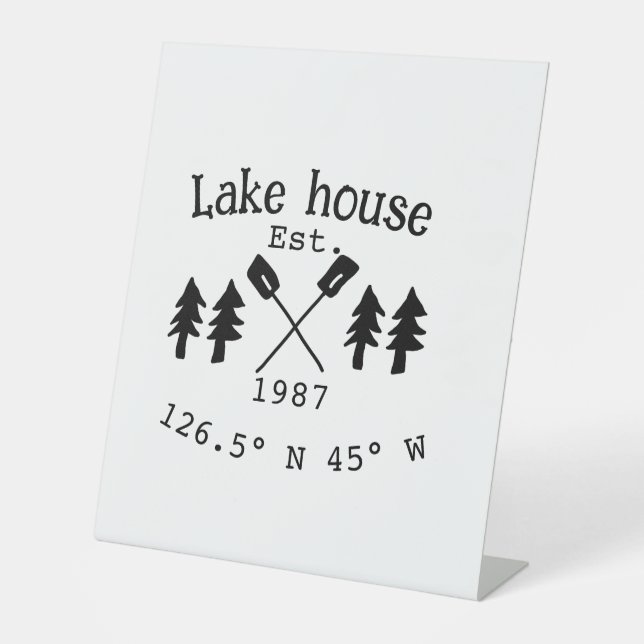 Seehaus wird gemietet. Datum Jahr benutzerdefinier Sockelschild (Vorderseite)