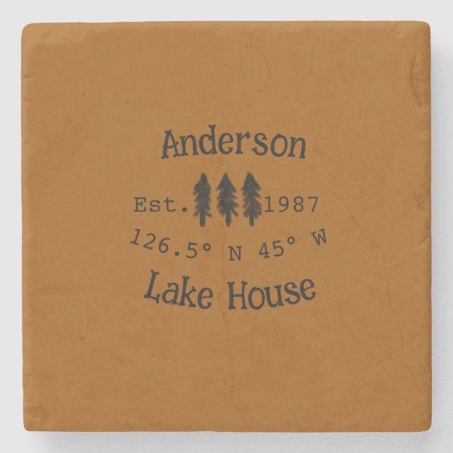 Seehaus wird gemietet. Datum Jahr benutzerdefinier Steinuntersetzer (Vorderseite)