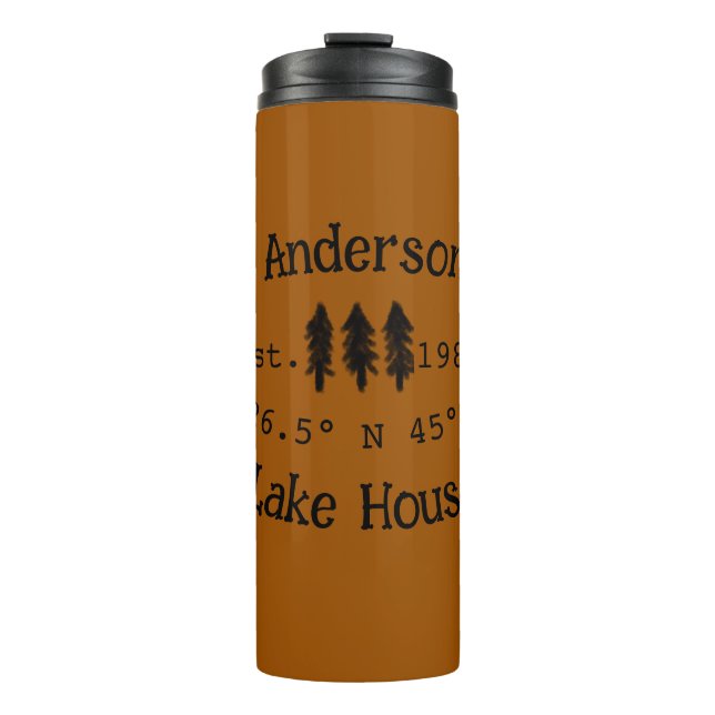 Seehaus wird gemietet. Datum Jahr benutzerdefinier Thermosbecher (Vorderseite)