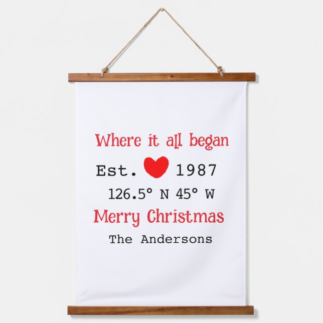 Seehaus wird gemietet. Datum Jahr benutzerdefinier Wandteppich Mit Holzrahmen (Vorderseite)