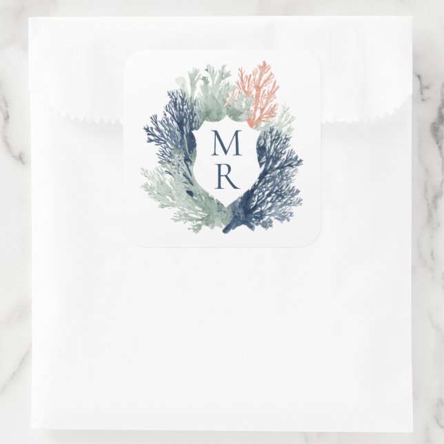 Seehochzeit in Seeozeen Quadratischer Aufkleber (Tasche)