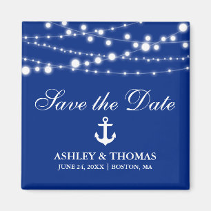 Seehochzeits-Anker-Lichter Save the Date S Magnet