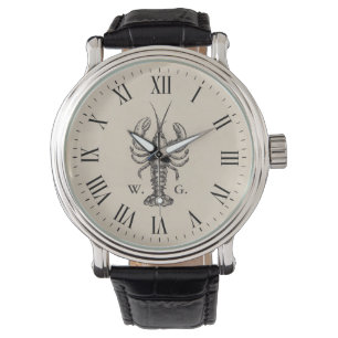 Seehummer-personalisiertes Monogramm Armbanduhr