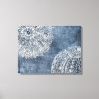 Seeigel-Aquarell-Ozean-Navyblau-Weiß-Poster