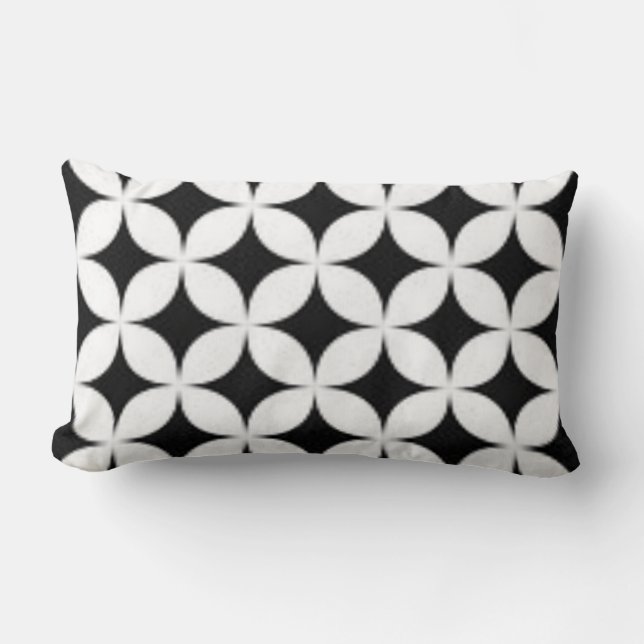 Seeing Stars floral Black & White Trendy Print Lendenkissen (Vorderseite)