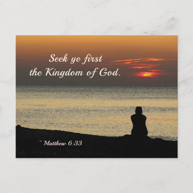 Seek Erster Reich Gottes, Matthew 6:33 Ozean Postkarte (Vorderseite)