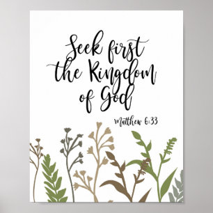 Seek First The Kingdom of God Christlich Print Poster