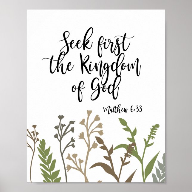 Seek First The Kingdom of God Christlich Print Poster (Vorne)
