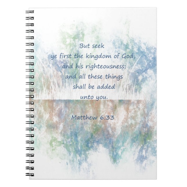 Seek God's Kingdom Scripture Matthew Inspirational Notizblock (Vorderseite)