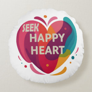 Seek Happy Heart Rundes Kissen