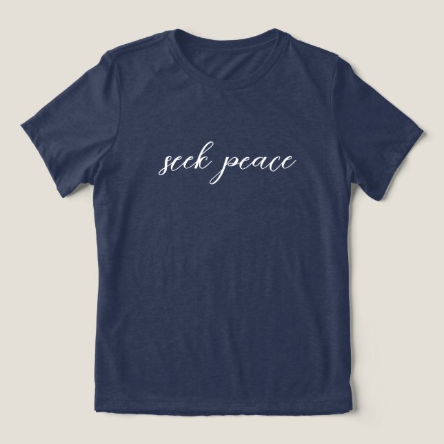 'seek peace' Minimalist Mindfulness Yoga Days Gift Tri-Blend Shirt (Design Vorderseite)