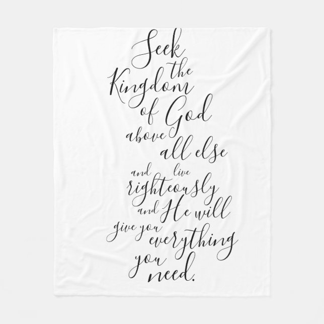 Seek the Kingdom Matthew 6:33 Bible Verse Fleecedecke (Vorderseite)