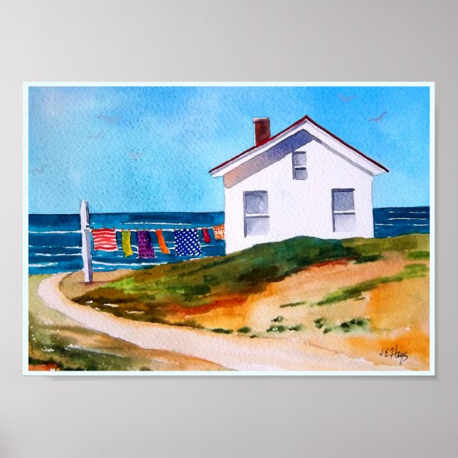 Seekabine mit Waschplakat Poster (Vorne)